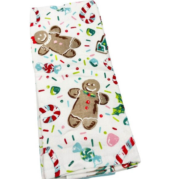 The Pioneer Woman Gingerbread Cookie Recipe Kitchen Towel Set plus Cookie Stamps - Picture 2 of 8